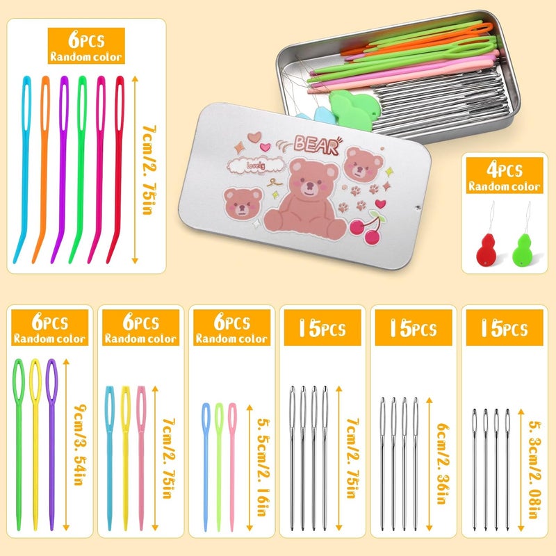 UOOU 73 PCS Yarn Needles Set, 7 Sizes Large Eye Plastic Blunt Needles for Knitting, Crocheting and Sewing - Image 2